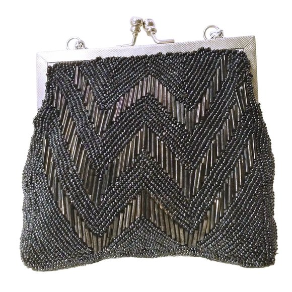 Vintage 50s-60s Walborg Hong Kong Beaded Evening Shoulderbag 5x6 Hinged KissLock - Picture 5 of 11